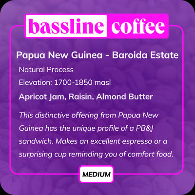 Bassline Coffee Papua New Guinea Baroida Estate Medium Roast