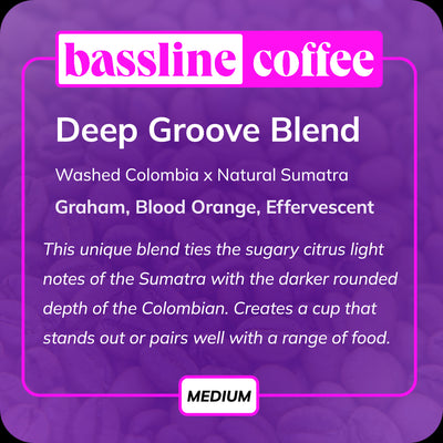 Deep Groove Blend of Washed Colombia & Natural Sumatra medium roast beans